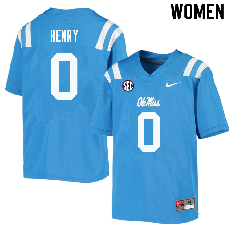Women #0 Lakia Henry Ole Miss Rebels College Football Jerseys Sale-Powder Blue